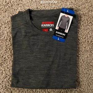 Karbon Long Sleeve Merino Wool Base Layer Crewneck, Gray